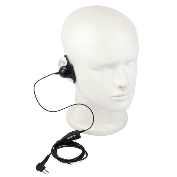 RETEVIS R-122 2 Pin D Shape Soft Ear Hook Earphone Microphone for Motorola GP68/GP88/GP300/2000/CT150/P040