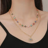 Angel Eyes Pendant Layered Necklace, Model: N2210-3 Double-layer Color Eyes