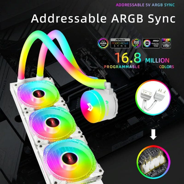 COOLMOON AS360 Magic Diamond Edition Computer Cooler ARGB Water Cooling Light Integrated CPU Radiator(Black)