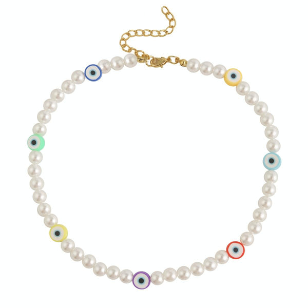 Angel Eyes Pendant Layered Necklace, Model: N2106-5 Colorful Eyes