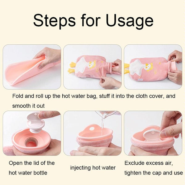 ZS103 Cartoon Plush Water-filled Explosion-proof Hot Water Bags, Spec: Intervened Pink(1000ml)