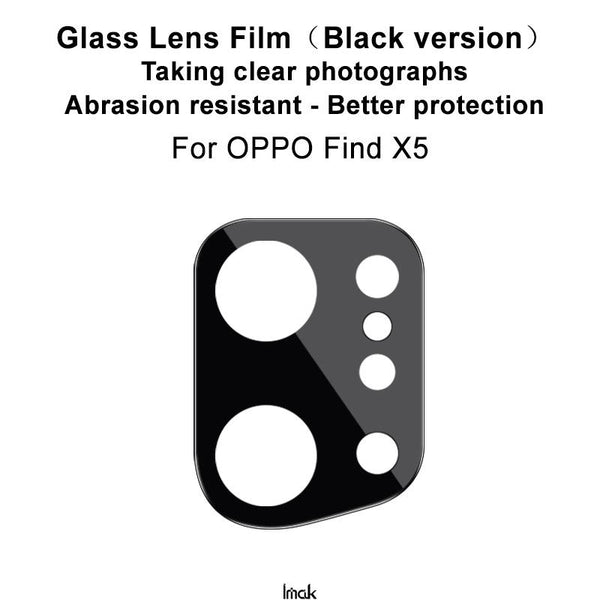 For OPPO Find X5 IMAK Rear Camera Lens Glass Film Black Version