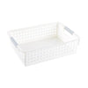Plastic Storage Basket Desktop Sundry Organizer Frame Toys Kitchen Snacks Storage Box, Style: Shallow Medium White