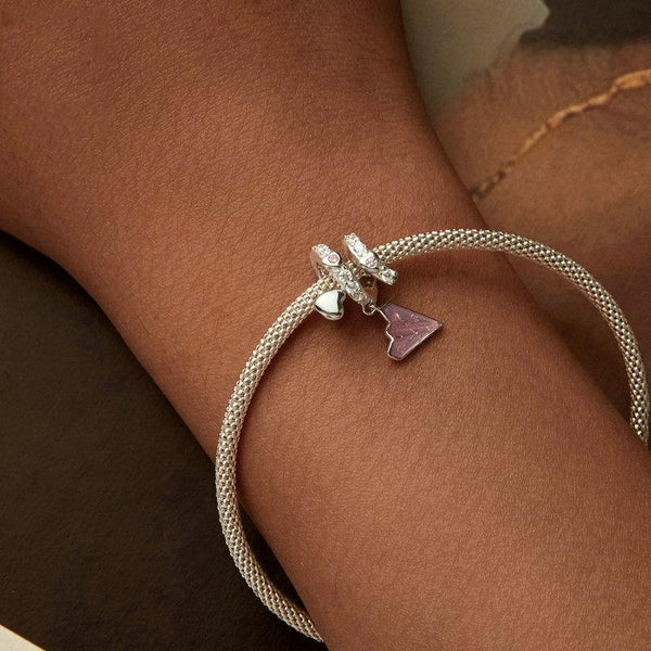 S925 Sterling Silver Platinum Plated Paper Airplane Love Letter Pendant DIY Bead(BSC974)