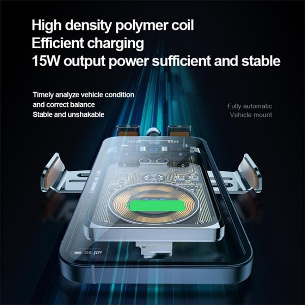 F18 With Infrared Sensor Phone Charging Aluminum Alloy Bracket Car Wireless Charger(Transparent Silver)