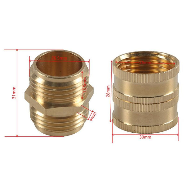 3/4GHT Brass Internal External Thread American Adapter Garden Hose Connector, : 2pcs /Pack Female Two-way Swivels