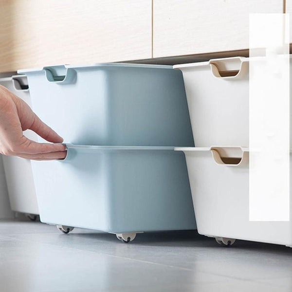 4 PCS Storage Box Pulley Storage Box Roller Trash Pulley  Adhesive Wheels(White)