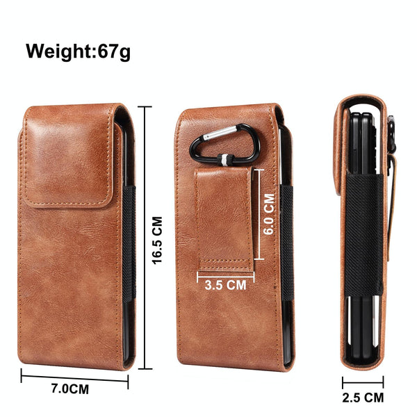 Lambskin Texture Leather Waist Bag for Folding Mobile Phone(Brown)