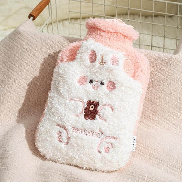 ZS103 Cartoon Plush Water-filled Explosion-proof Hot Water Bags, Spec: Intervened White(1000ml)