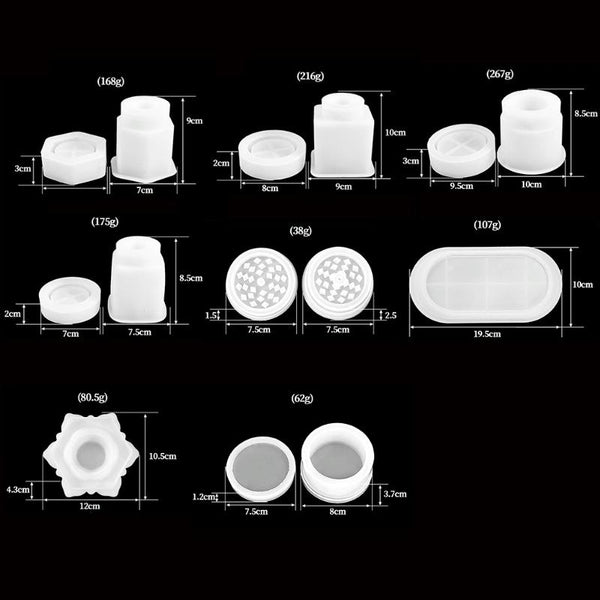 DIY Crystal Epoxy Silicone Mold Combination Set, Shape: Hexagonal Prism+Circular Bottle