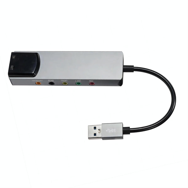 HY-601 6 in 1 USB Multi-Functional Sound Card USB + Audio 3.5 + 7.1CH / OPTICAL(Grey)