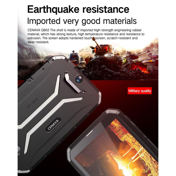 CENAVA-Q802 Triple Proofing Tablet PC, 8.0 inch, 4GB+64GB, Support Google Play, 4G Phone Call, IP68 Waterproof Shockproof Dustproof, Android 9.0, MTK6762 Octa Core 2.0GHz, Support OTG/GPS/NFC/WiFi/BT/TF Card(Black)