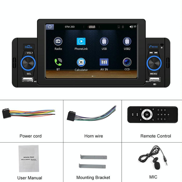 A3107 5 inches Car MP5 Wired CarPlay Universal Bluetooth Player With Microphone, Style: Standard