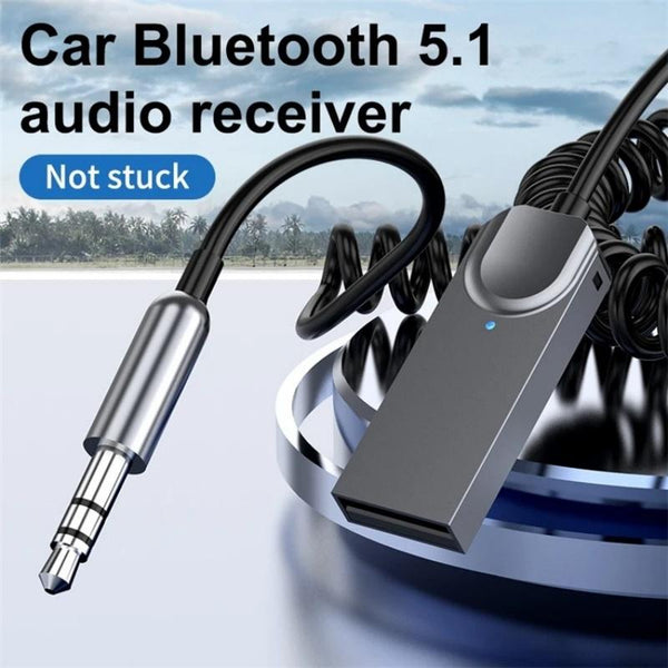M02 3.5mm AUX Car Audio System Wireless Adapter Car Bluetooth Hands-Free Call Spring Cord