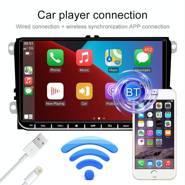 A2743 For Volkswagen 1+16G 9-inch Central Control Large Screen With Carplay Car Android10.0 Navigator Player, Style: Standard+12Lights Camera