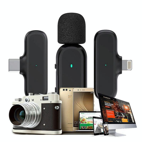 Wireless Lavalier Noise Reduction Microphone USB-C Clip On Microphone with Charging Case