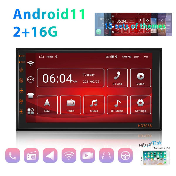 A2769 7 Inch Android Navigation WIFI Version 2+16G Vehicle Machine Central Control Large Screen, Spec: Standard+12Lights Camera