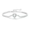 BSB098 S925 Sterling Silver Sparkling White Gold Plated Heart Zirconia Bracelet