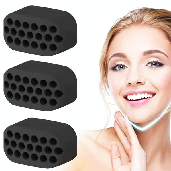3PCS 4th Generation Masseter Ball Mandibular Trainer Facial Muscle Trainer Silicone Face-Lifting Device(Black)