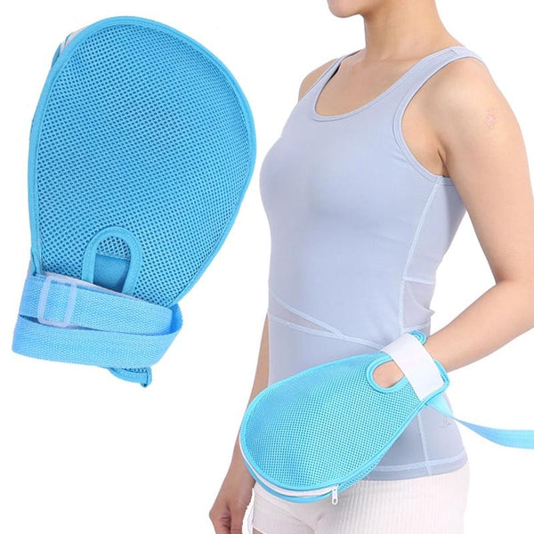 Finger Fixed Restraint Belt Elderly Fixed Comfortable Breathable Anti-extraction Tube Anti-scratch Gloves(Blue)
