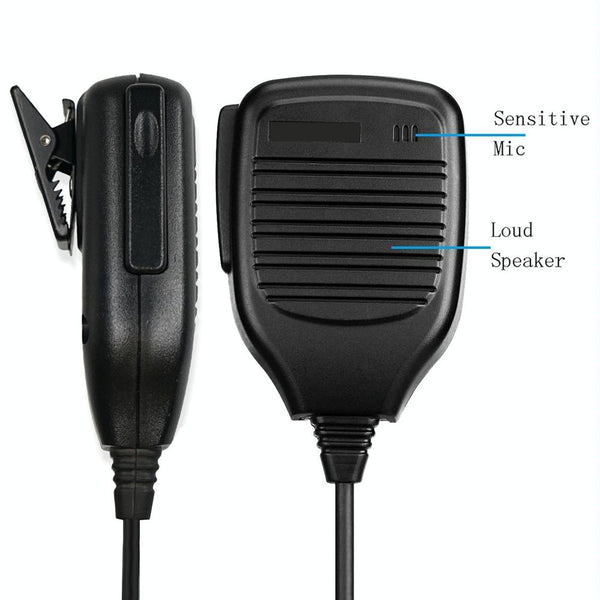 Clip-on Speaker Microphone for Walkie Talkies, 3.5mm + 2.5mm Earphone + Mic Plug(Black)