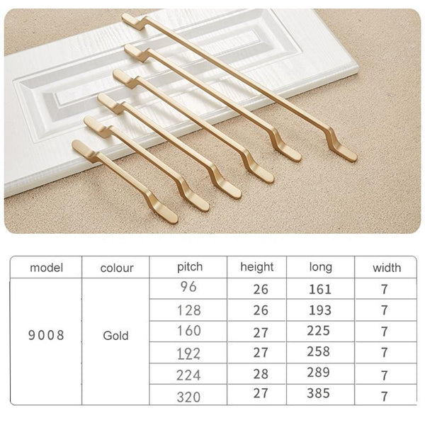 9008-160 Modern Simple Cabinet Door Handle Drawer Wardrobe Zinc Alloy Handle(Gold)