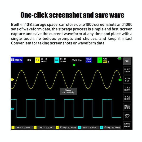 FNIRSI 1013D 1GS Sampling Dual Channel 100M Bandwidth Digital Oscilloscope, US Plug(English)