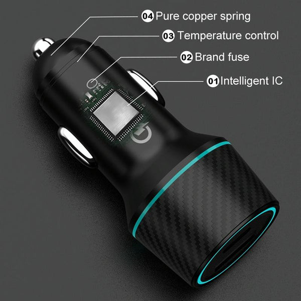 QIAKEY Dual Fast Charging Charger One To Two Cigarette Lighter, Size: TH229 95W(Black)