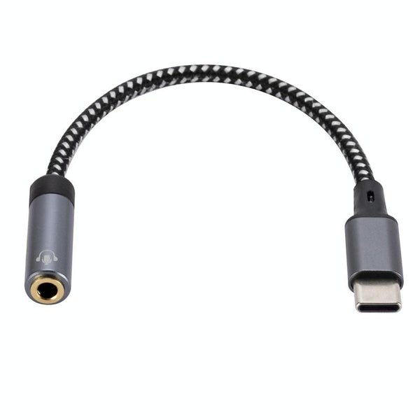 13cm AUX 3.5mm Female to Type-C Cable Audio Cable(Grey)