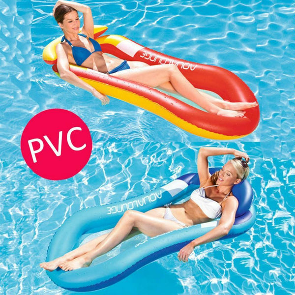 Adult Floating RowLounge Chair Water Toy Inflatable Bed with Armrest Hammock Back, Size: 160 x 90cm(Noble Blue)