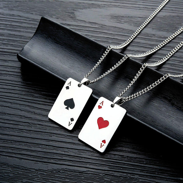 OPK 1542 Titanium Steel Men Necklace Personality Poker Pendant, Color: Red Without Chain