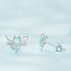 SCE1541 S925 Sterling Silver Plated Plated Opal Bee Stud Earrings