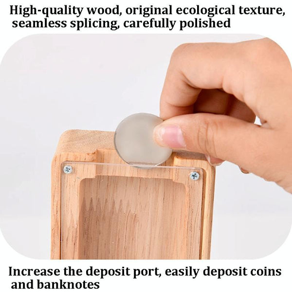 Wooden English Alphabet Piggy Bank Transparent Acrylic Piggy Bank(O)