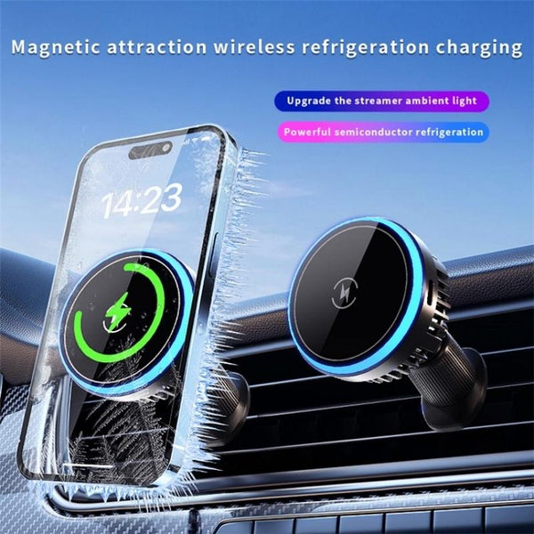 T2 Vehicle Air Vent Phone Charging Stand Magnetic Wireless Colorful Light Charger