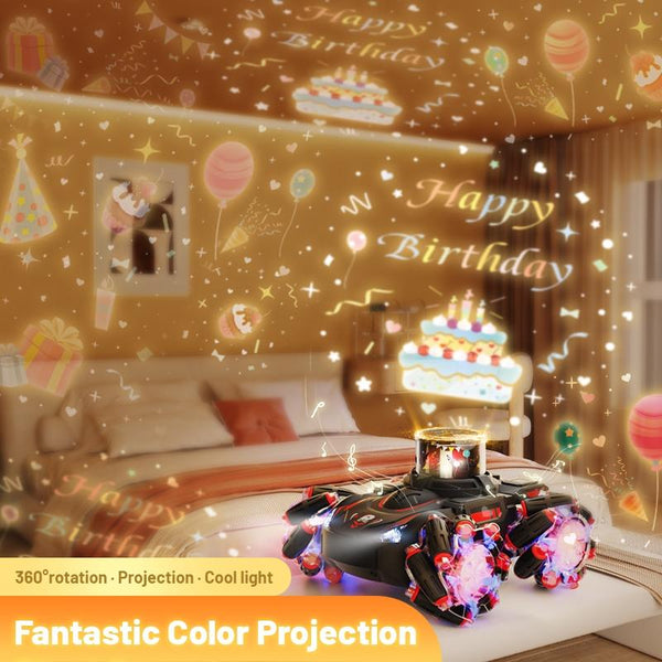 Q169 2.4G Magic Color Projection Stunt Remote Control Car(Black Red)
