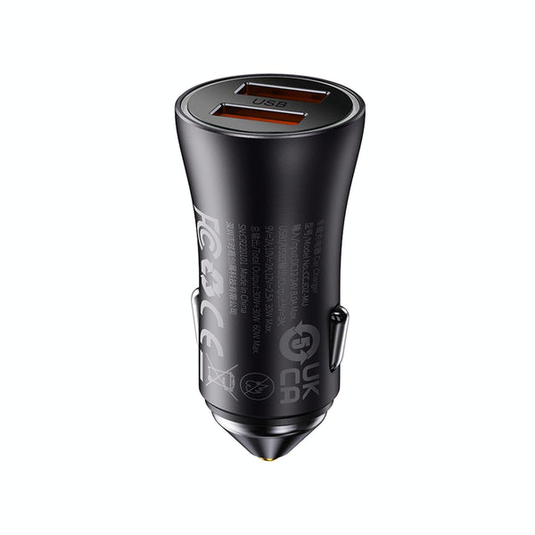 Baseus CCJDZ-MU 60W Dual USB Fast Charging Car Charger(Dark Grey)
