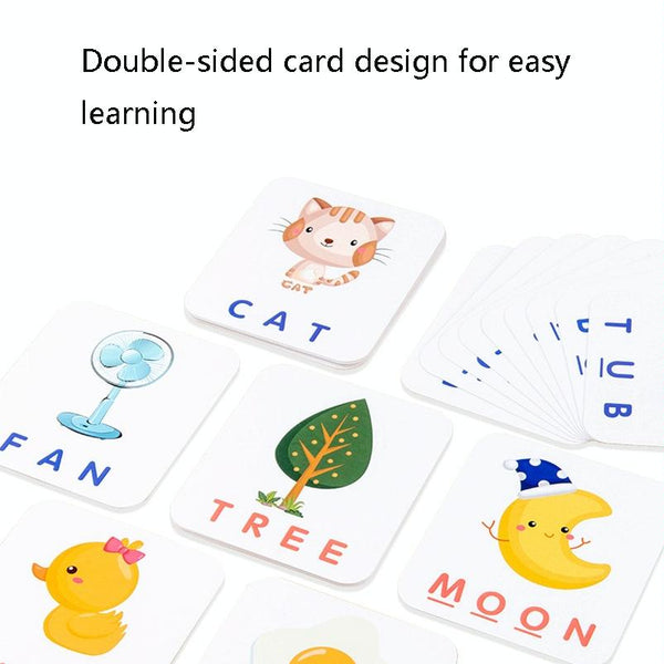 Wooden Block Matching Puzzle Children Education English Words / Math Computation Card Toy(Letter Block)