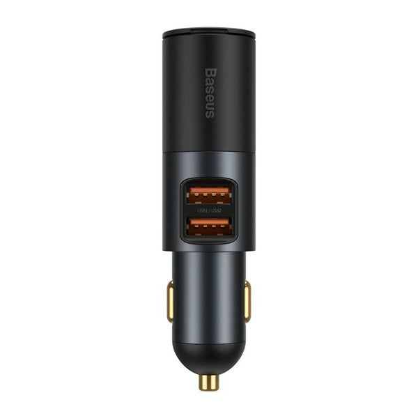 Baseus Share U+U 120W Together Fast Charge Car Charger with Cigarette Lighter Expansion Port(Grey)