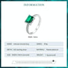 BSR461-8 S925 Sterling Silver White Gold Plated Light Luxury Green Diamond Ring Hand Decoration