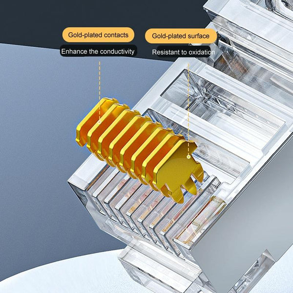 3U 100pcs / Can JINGHUA S688 Gigabit Transport Cabling Extruded Super Cat6 Dual Shield RJ45 8P8C Connector