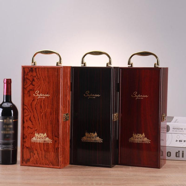 Single Piano Finish Red Wine Box Wooden Packing Case Wine Gift Box With Tools(Ebony)