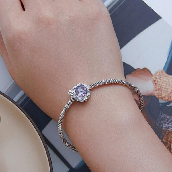 BSC704 S925 Sterling Silver Moon Rose Zirconia Bracelet Beaded