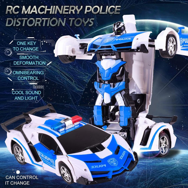 1023 4 Channels Remotely Deformed Car Toy Car(Blue)