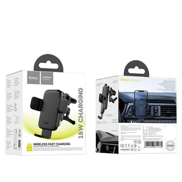 hoco HW10 Jenny Three-axis Linkage Wireless Fast Charging Car Air Outlet Holder(Black)