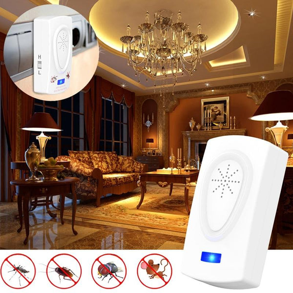 Ultrasound Mouse Cockroach Pest Repeller Device Insect Rats Spiders Mosquito Killer Pest Control Household Pest Rejecter(EU Plug)