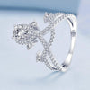 BSR368 S925 Sterling Silver Water Drop Crown White Gold Plated Zircon Ring(No.7)