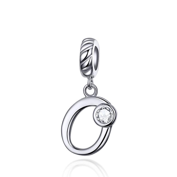 S925 Sterling Silver 26 English Letter Pendant DIY Bracelet Necklace Accessories, Style:O