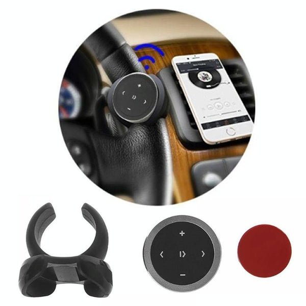Car Wireless Bluetooth Controller Mobile Phone Multimedia Multi-functional Steering Wheel Remote Controller with Holder (Silver)