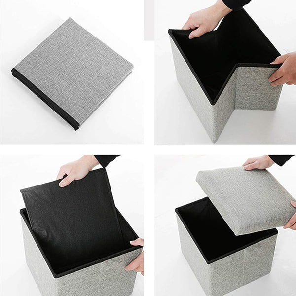 Home Foldable Fabric Storage Chairs Multifunctional Square Sofa, Color: Grass Green
