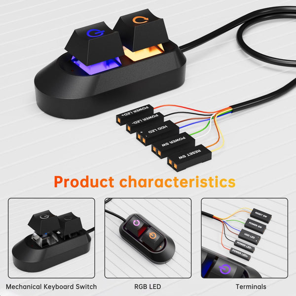 Desktop Computer External Switch Restart Button Computer Power Extension Cable, Color: Rubberized Oil Translucent